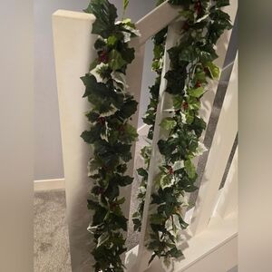 2 - 6' Holly Vine Garland With White On Leaves